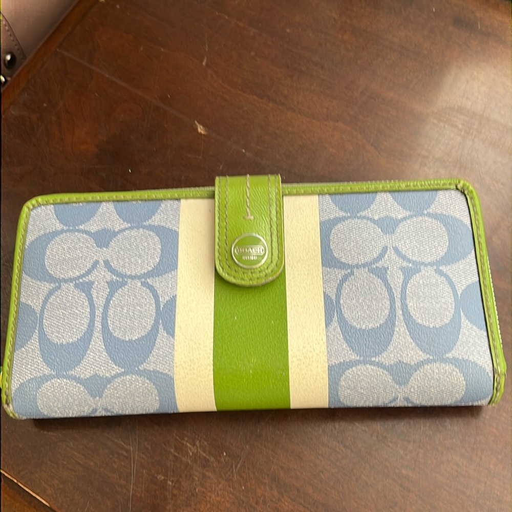 Coach Green and Blue Wallet